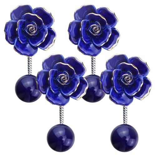 Tressify Blumen-Kleiderhaken, Wandhaken, hohe Tragfähigkeit, dekorative Haken für Schal, Tasche, Handtuch, 4 Stück Keramik-Rosen-Bademantelhaken für Wohnzimmer, Badezimmer, Schlafzimmer, Café, Büro von Tressify