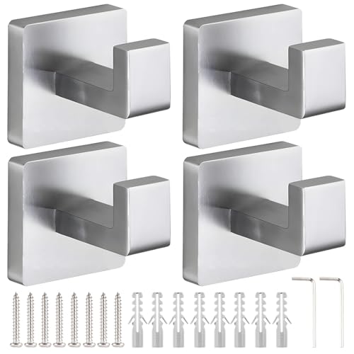 Tressify Edelstahl WC-Haken Wandmontage Handtuchhaken Küche Metall Wandhaken Set Quadrilaterale Wandaufhänger mit Verschlüssen von Tressify