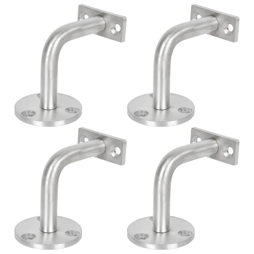 Tressify Stahl Edelstahl 4 Stück Klammern Handlauf für Treppen Innenbereich, Wandhalterung mit gebogener Stütze, runder Basis und quadratisch, schwarze Handlaufhalterungen, Befestigungsschiene Treppe Tressify Stahl Edelstahl 4 Stück Klammern Handlauf für Treppen Innenbereich, Wandhalterung mit gebogener Stütze, runder Basis und quadratisch, schwarze Handlaufhalterungen, Befestigungsschiene Treppe von Tressify
