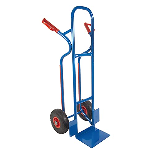 Trestles Profi Sackkarre Sackkarren Vollgummireifen 250kg S04 blau Treppensteiger Transportkarre Treppensackkarre | Stahl | Treppenrutschkufen | Radschutz | große Schaufel | Sicherheitsgriffe von Trestles