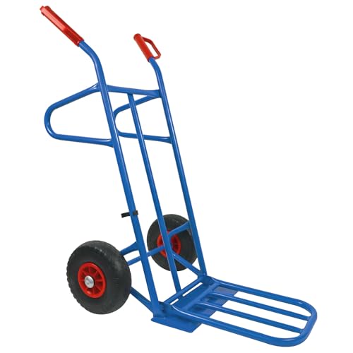 Trestles S20 blau Sackkarre klappbar 150kg Sackkarre pannensichere PU-Räder Transportkarre Sackkarren | große Schaufel klappbar | Sicherheitsgriffe | Stahl von Trestles