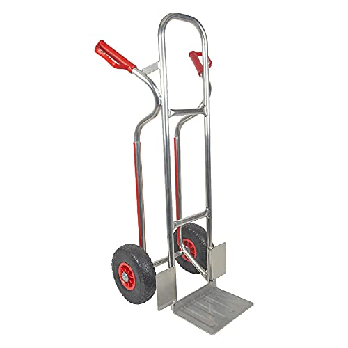 Trestles Profi Sackkarre Alu Aluminium Vollgummireifen Sackkarren Transportkarre Treppensackkarre S04 Alu | 150kg Tragkraft | Treppenrutschkufen | Radschutz | große Schaufel | Sicherheitsgriffe von Trestles