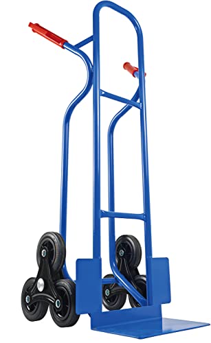 Trestles Profi Sackkarre 250kg Treppensteiger Sackkarre Vollgummireifen Sackkarren Transportkarre Treppensackkarre Treppenkarre S04HS blau | Stabiler Stahlrahmen | große Schaufel | Sicherheitsgriffe von Trestles