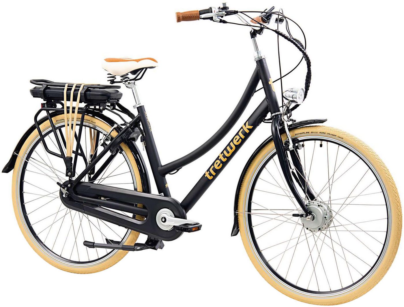 Tretwerk E-Bike Cityrad Aurora, 7 Gang, Nabenschaltung, Frontmotor, 468 Wh, (im Retro-Stil), Pedelec, Elektrofahrrad für Damen u. Herren von Tretwerk