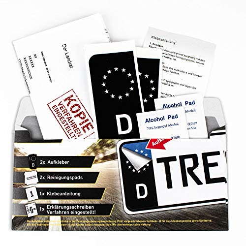 2x Kennzeichen Nummernschild Aufkleber, EU Feld Schwarz, inkl. Starter-Set 2x Kennzeichen Nummernschild Aufkleber, EU Feld Schwarz, inkl. Starter-Set von Treuekarten