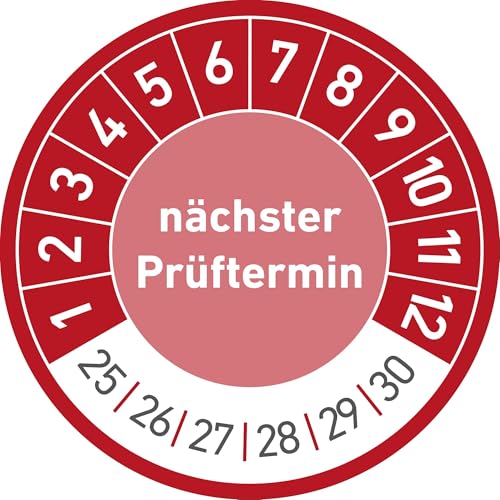 Nächster Prüftermin Prüfplaketten Wartung 30mm Ø rot (100 Stück) von Treuekarten