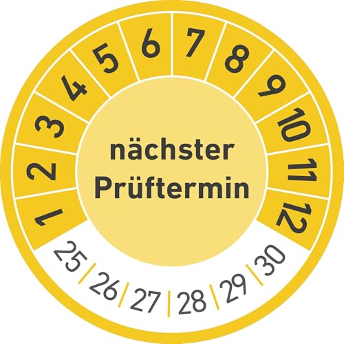 Nächster Prüftermin Prüfplaketten Wartungsplaketten 30mm (500, gelb) von Treuekarten