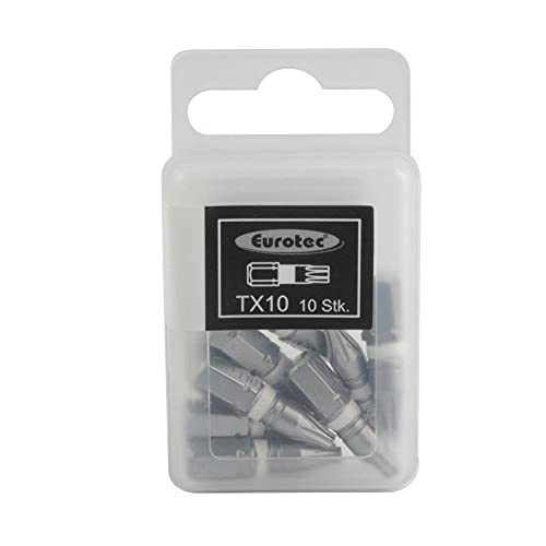 10 Stück Eurotec TORX TX-Bit TX10, 25 mm, 1/4" Bitbox von Trevendo