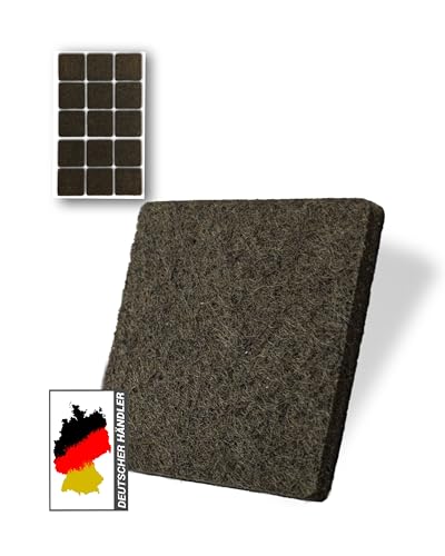 15 Stück Selbstklebende Filzgleiter (braun, 25 x 25 mm) - stark Selbstklebende Möbelgleiter - hochwertige Filzgleiter - Stuhlgleiter aus Filz von Trevendo