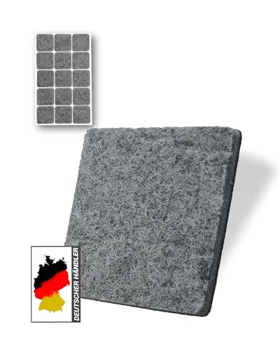 15 Stück Selbstklebende Filzgleiter (grau, 25 x 25 mm) - stark Selbstklebende Möbelgleiter - hochwertige Filzgleiter - Stuhlgleiter aus Filz von Trevendo
