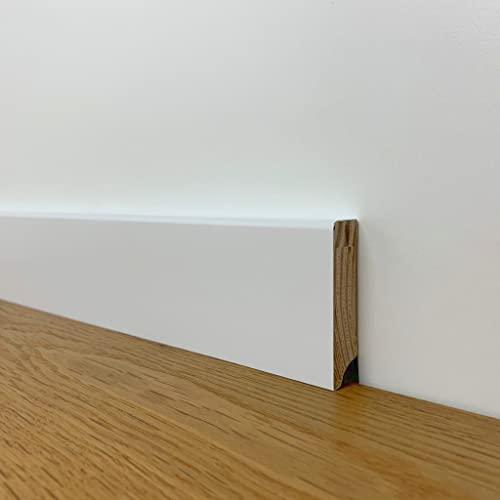 24 m Trevendo® Sockelleiste Echtholz weiß modern cube 16 x 58 x 2400 mm von Trevendo