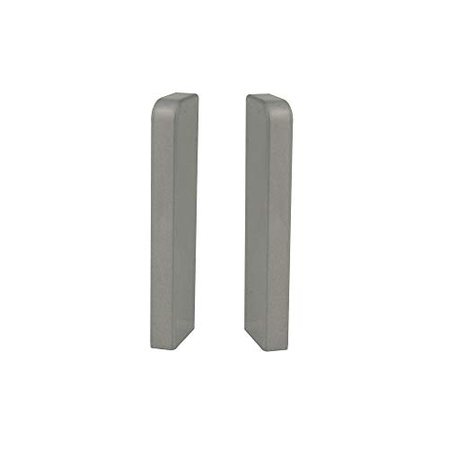 Trevendo® Endkappe Set links & rechts silber für Sockelleiste weiß 58mm TOP MDF Fußleisten für Vinyl Laminat Parkett von Trevendo