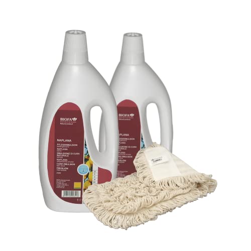 Trevendo® Set - 2 x 1 Liter Biofa Naplana Pflegeemulsion inkl. Wischmopp von Trevendo