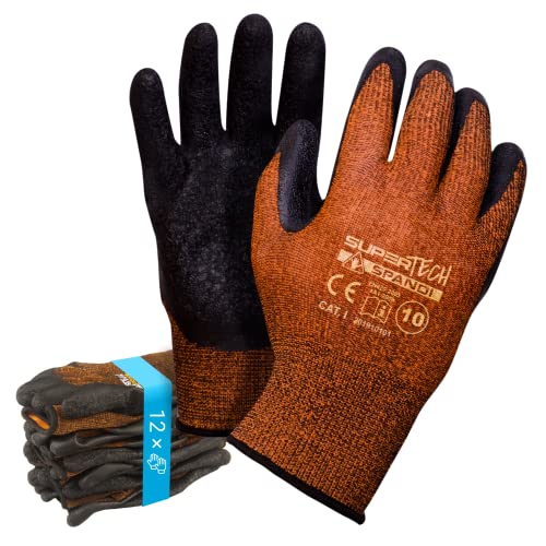 Trevendo 240 Paar Arbeitshandschuhe - Super Tech Spandi - Schwarze Latex-Beschichtung auf Polyester, Größe 9 von Trevendo