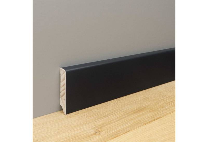 Trevendo Sockelleiste 24 m Sockelleiste Cube massiv anthrazit lackiert 16 x 58 x 2400 mm, L: 240 cm von Trevendo
