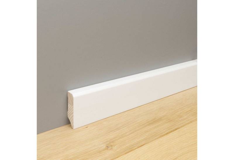 Trevendo Sockelleiste 24 m Sockelleiste massiv gefast weiß lackiert 16 x 40 x 2400 mm, L: 24 cm von Trevendo