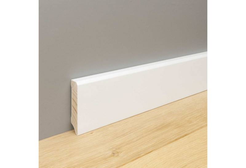 Trevendo Sockelleiste 24 m Sockelleiste massiv gefast weiß lackiert 16 x 58 x 2400 mm, L: 240 cm von Trevendo