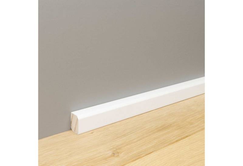 Trevendo Sockelleiste 48 m Sockelleiste massiv gefast weiß lackiert 16 x 20 x 2400 mm, L: 480 cm von Trevendo