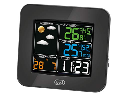 Trevi ME 3165 RC Wetterstation Wetterstation mit Außensensor, schwarz, 15 x 5.7 x 13.5 cm von Trevi