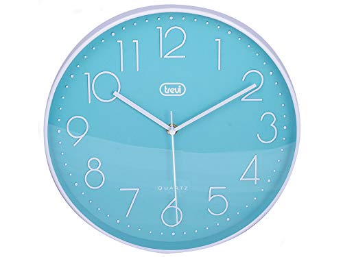 Trevi OM 3508 S Quarz-Wanduhr mit leisem Sweep-Uhrwerk, Durchmesser 30 cm, Türkis, Kunststoff von Trevi