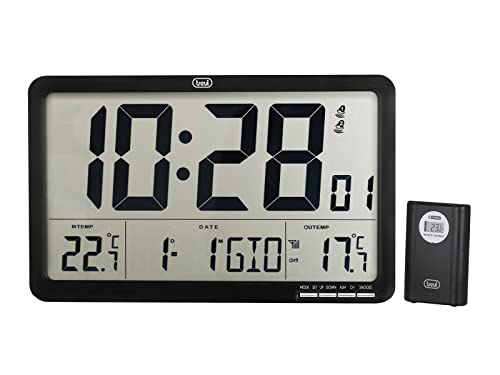 Trevi OM 3560 RC Digitale Wanduhr mit Außensensor, programmierbarer Wecker, Kalender, Thermometer von Trevi