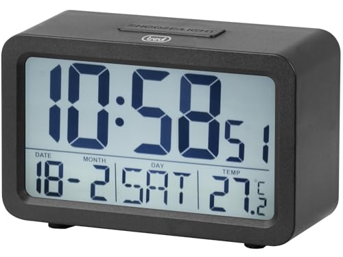 Trevi SLD 3P60 Digitaluhr mit großem Display mit Hintergrundbeleuchtung und Thermometer, programmierbarer Wecker, Schlummerfunktion und Timer-Funktion, Schwarz Trevi SLD 3P60 Digitaluhr mit großem Display mit Hintergrundbeleuchtung und Thermometer, programmierbarer Wecker, Schlummerfunktion und Timer-Funktion, Schwarz von Trevi