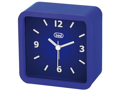 Trevi SLD 3820 Quarzuhr mit Wecker, großes Zifferblatt, gummiertes Finish, leises Uhrwerk, elektronischer Klingelton, Blau von Trevi