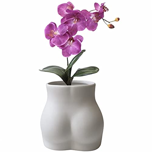 Trevona Butt Vase – Übertopf in weiblicher Form – freche Körperblumenvase – Boho-Heimdekoration – Booty geformte Keramik weiß matt von Trevona