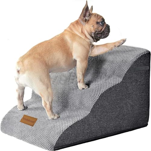 Trhillsbrad Breiter Hundetreppe 3 Stufen 30cm hoch für Kleine Hunde, Hochdichtem Schaumstoff Haustiertreppe, Waschbarem Bezug und Rutschfestem Boden, 32x60x30cm Trhillsbrad Breiter Hundetreppe 3 Stufen 30cm hoch für Kleine Hunde, Hochdichtem Schaumstoff Haustiertreppe, Waschbarem Bezug und Rutschfestem Boden, 32x60x30cm von Trhillsbrad
