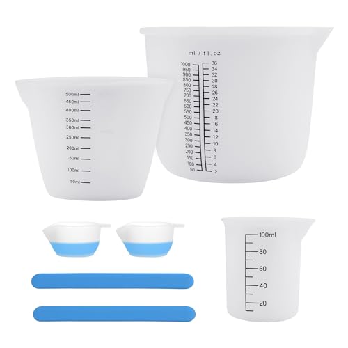 Silikon Messbecher Set für Epoxidharz, 1000ml/500ml/100ml, Messbecher aus Silikon, Epoxidharz Zubehör, DIY, Küche Labor Handwerk, leicht zu reinigen von Trhillsbrad