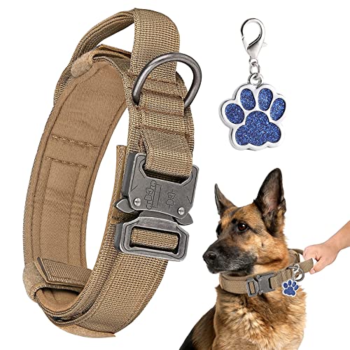 Verstellbares Hundehalsband Mit Kontrollgriff - Taktisch Mit Robuster Metallschnalle für Mittlere Und Große Hunde - Breit 3.8CM, K9 Nylon, L, Braun von Trhillsbrad