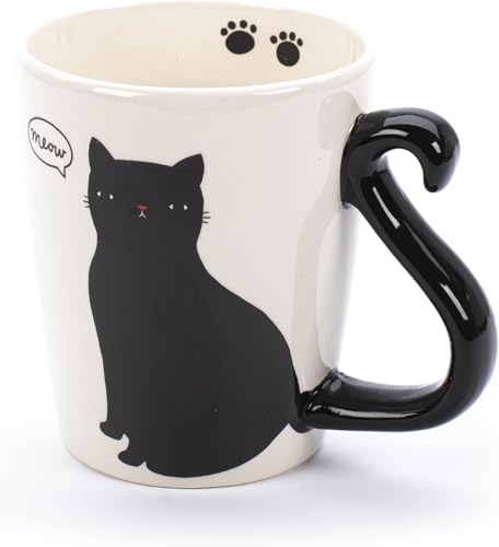 Tri-coastal Design - Keramikbecher mit Tiermotiv - Henkel und Becher aus pinkfarbener Keramik - Perfekt als Geschenkidee oder zur Dekoration des Wohn- oder Küchenraums (Cat) von Tri-coastal Design