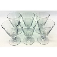 Set Von 6 Vintage Gebrauchten Klarglas Qualität Alte Weingläser Trinken Mid-Size von TriCornerEstates