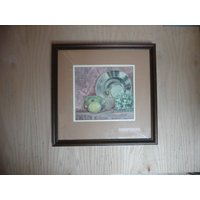 Original Vintage Pastell Stillleben Zeichnung Von J M Sandy Mit Einer Messing Schale von TriMedvedia