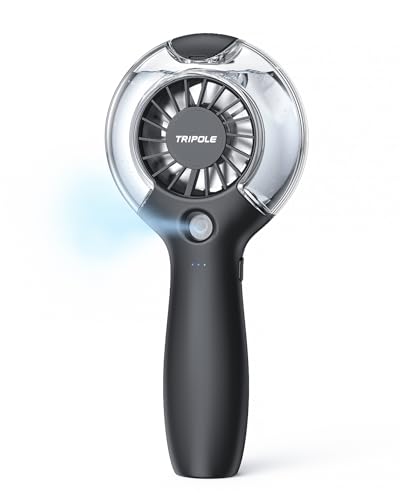 TriPole Hand Ventilator mit Wasserkühlung, USB Ventilator Klein [8-30Std] Mini Ventilator mit Befeuchter 3 Stufen, 55ml Nebelventilator, 4000mAh Tragbarer Ventilator mit Kühlung für Draußen, Reisen von TriPole