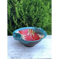 Einzigartige Keramik Schale, Obst Deko Teller, Servier Dekor, Steinzeug Platte, Jubiläumsgeschenk von TriUshiCeramics