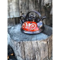Einzigartige Keramik Teekanne, Handgemachte Funktionelle Kunst Teemacher, Rote Rustikale Dekor, Weihnachtsgeschenk von TriUshiCeramics