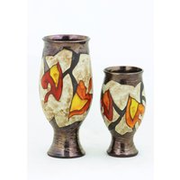 Große Blumenvase, Rad Geworfene Keramik Vase, Handgemachte Herbst Blätter Dekor, Familienkunst Geschenk, Tri Ushi von TriUshiCeramics