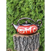 Handgemachte Keramik Teekanne, Kunst Hand Glasierte Rote Kaffee Und Tee Party, Rustikale Teekanne von TriUshiCeramics