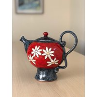 Keramik Teekanne, Daisy Kunstkeramik, Keramikkessel, Einzigartige Jubiläumsgeschenk, Tri Ushi von TriUshiCeramics