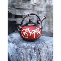 Süße Keramik Teekanne, Teekanne Für Einen, Handgemachte Kunsthandwerk Geschenk, Rote von TriUshiCeramics