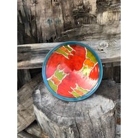 Wandkunst Dekor, Bunte Keramik Platte, Wandbehang Teller, Rad Geworfen Obst Kamin Weihnachtsgeschenk, Tri Ushi von TriUshiCeramics