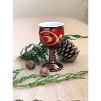 Weihnachtsgeschenk - Keramik Weinglas, Handgemachter Kelch, Roter Hochzeitsglas, Geschenk Für Sie, Kunst Weinglas von TriUshiCeramics