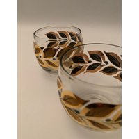 Vintage Federal Glass Gold Lorbeerblatt Roly Poly Gläser ~ Set Von | 2 von TriadVintage