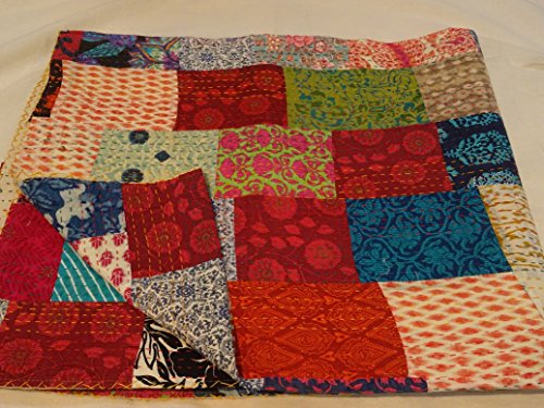 Tribal Asian Textiles Kantha Decke/überwurf, handgefertigt, mehrfarbig/Patchwork-Muster, 229 x 274 cm, Kingsize, 1111 von Tribal Asian Textiles