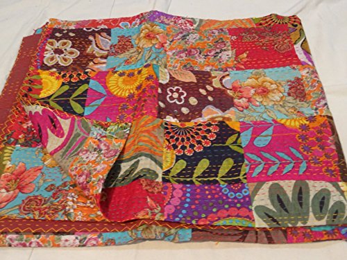 Tribal asiatischen Textilien handgefertigt reine Baumwolle Tagesdecke Queen Größe Quilt Kantha Stich Kantha Quilt Indian Bett Cover Wendedecke Quilt 25 von Tribal Asian Textiles