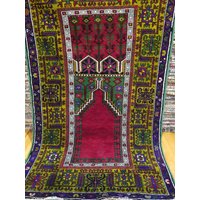 Exquisite Antike 1930-1940Er Jahre Wolle Pile Natürliche Farbstoff Gebet Teppich 4'5 "x 7'1" Exquisite Antike 1930-1940Er Jahre Wolle Pile Natürliche Farbstoff Gebet Teppich 4'5 "x 7'1" von TribalConcept
