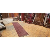 Schöne Vintage 1950-1960Er Jahre Wolle Pile Vegy Dye Bunyan Runner Teppich 2'6 "x 9'6" von TribalConcept