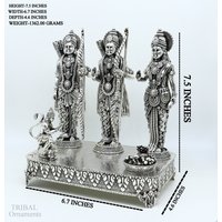 7, 5 "925 Sterling Silber Gott Shri Ram Darbar, Lord Rama Familie, Laxman Und Seeta, Handgefertigte Statue Skulptur Gifti Su652 von TribalOrnaments