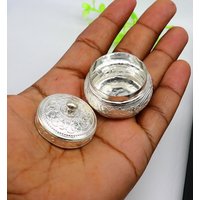 925 Sterling Silber Einzigartige Antikes Design Handgemachte Braut Augen Kajal Box, Surma Kumkum Sindur Kleine Schmuckbox Artikel Stb112 von TribalOrnaments